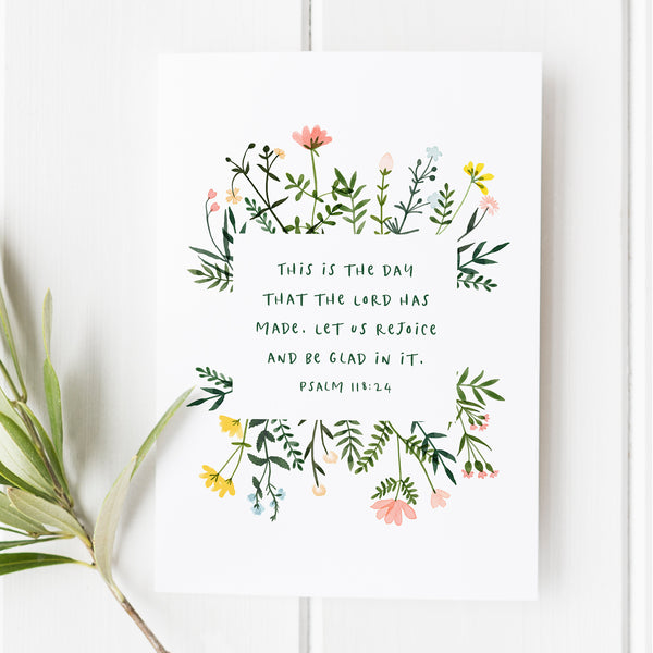 Celebrate the season with this Psalm 118:24 floral Christmas card. A perfect faith-inspired gift, bringing joy and inspiration to your loved ones this holiday season.